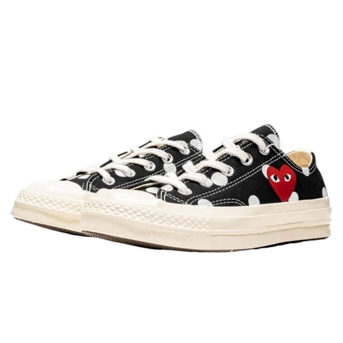 Converse Comme des Garçons Low Noir à pois EU 40 rouge