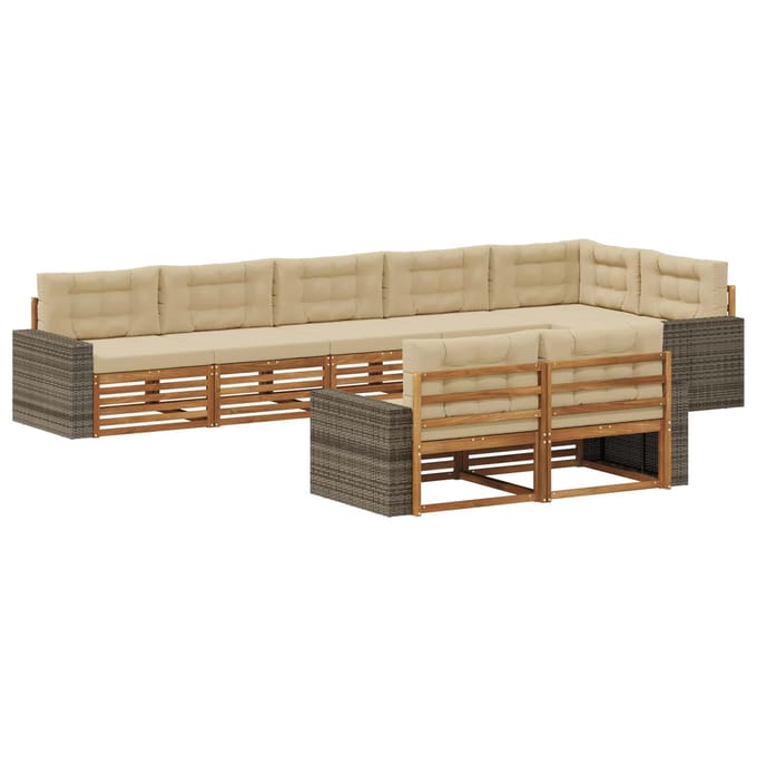vidaXL - Buiten - bank - set - 8 - st - Natuurlijk - en - Beige