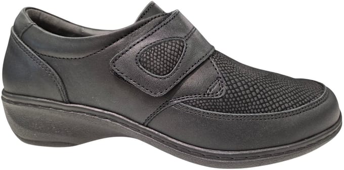 Q Fit Berlin Zwarte Leren Klittenand Schoenen Dames - Zwart - 41