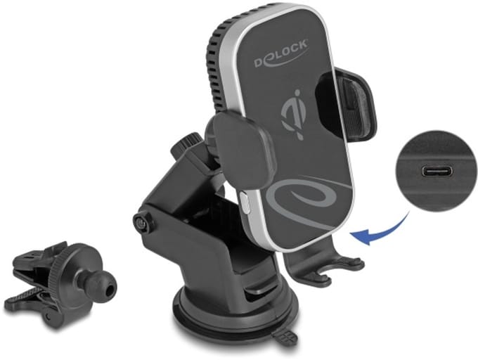 Delock Wireless Car Charger Smartphone Holder with Charging and Cooling Function 15 W – Qi