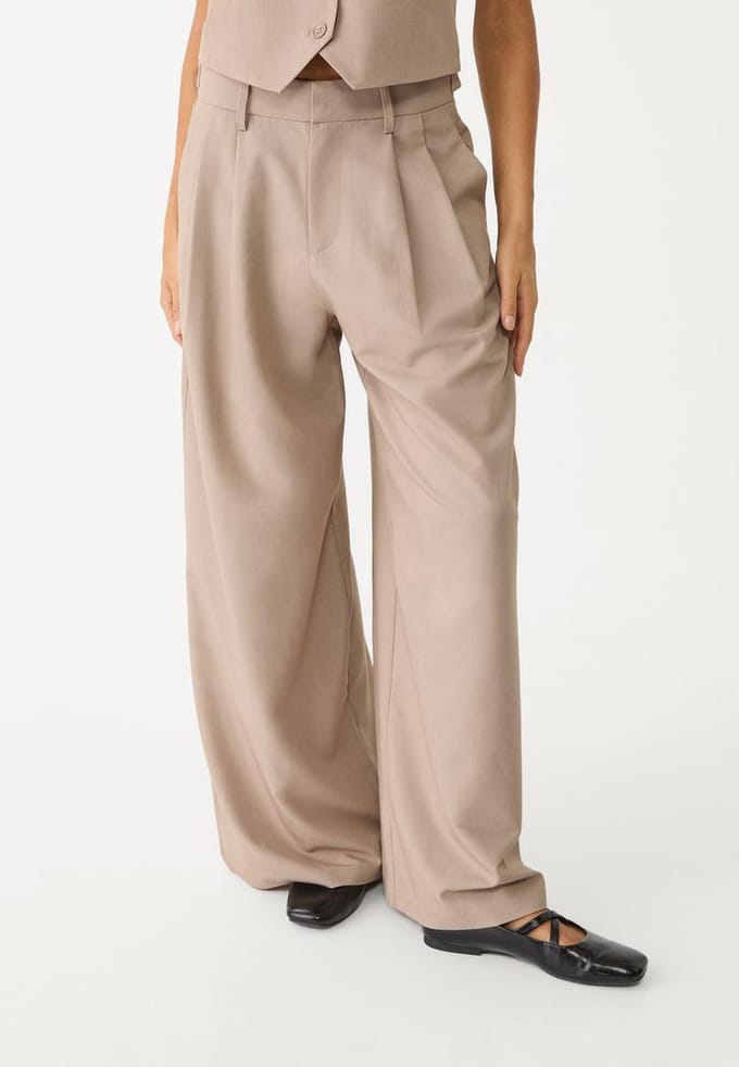 Stradivarius Rustieke, verstelbare super wide broek  Bruin 34