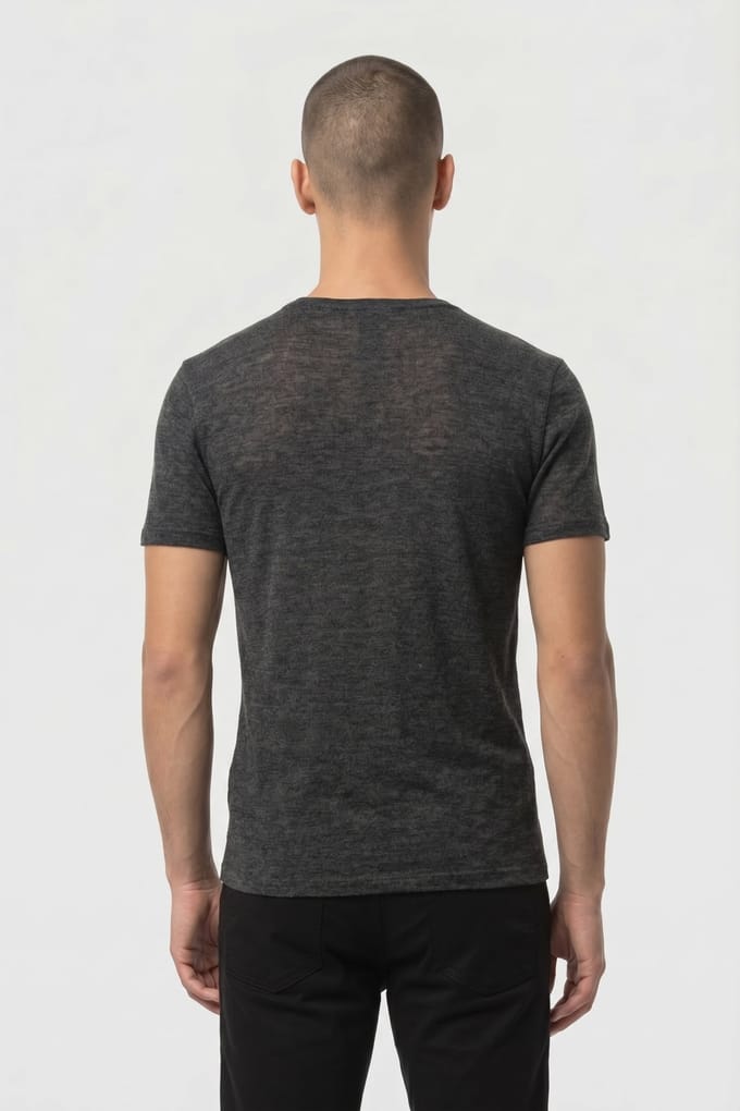 John Varvatos Santar Regular Fit Ss Crew In Virgin Woo Charcoal Taglia: S | Magliette basic Outlet | Uomo | Nero
