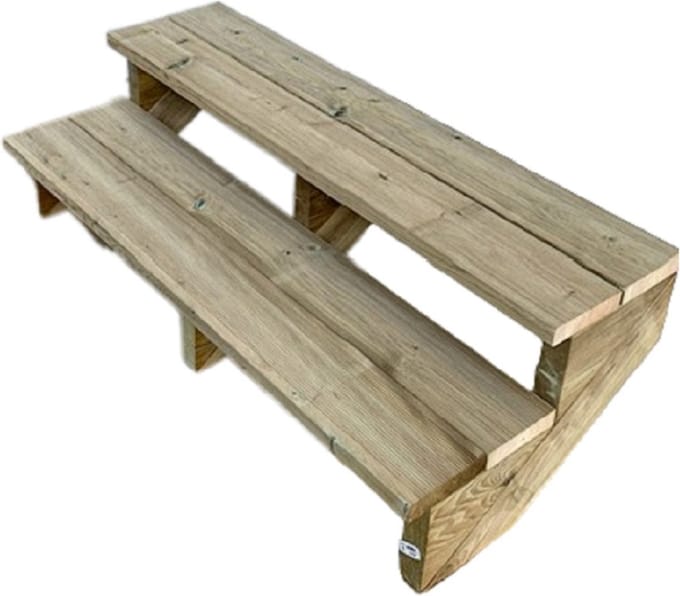 BERLIN Houten Buitentrap - 2 Open Treden 37 cm Hoog - 160 cm Breed