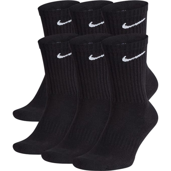 6-pack Nike Everyday Cushion Crew Training Socks Zwart - witte swoosh Maat XL