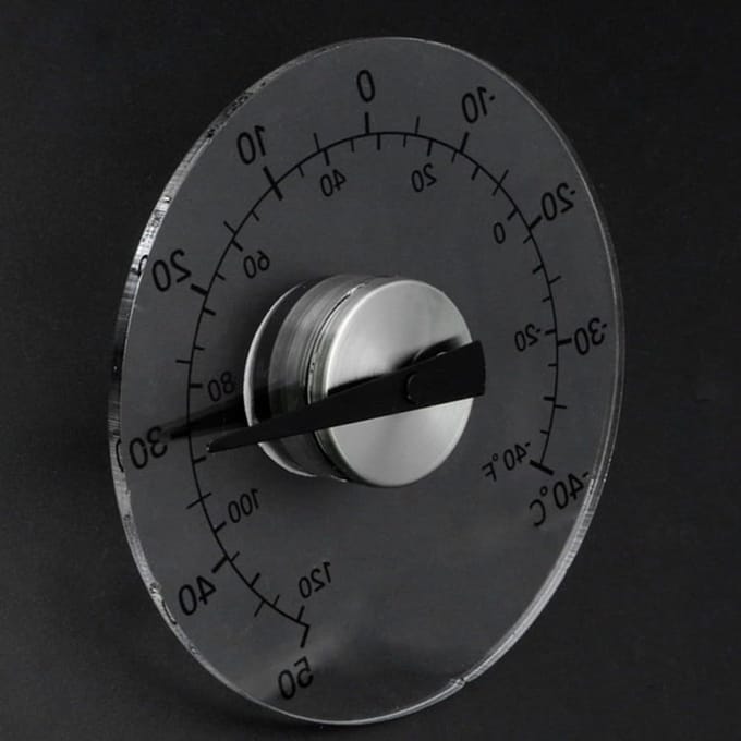 Buitenthermometer Deurglas - Weerindicator Temperatuur - Buiten Temperatuur Meten - Rond Glasontwerp - 11cm Diameter - Zilver