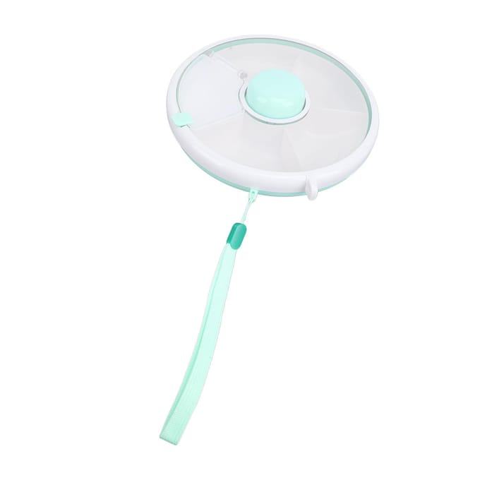 Snack Roterende Container met Deksel 5 Vakken Dispenser Lekdicht Morsbestendig Afdichtend Kinderen Fruit Green white