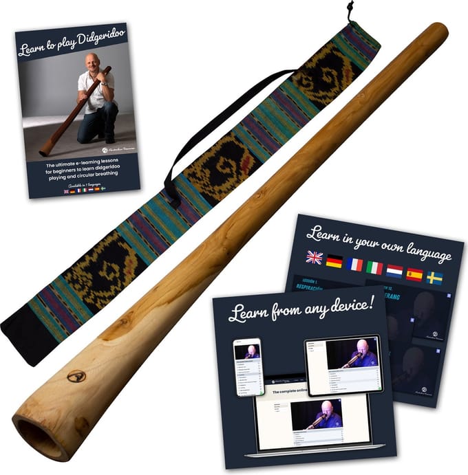 Didgeridoo Startset 130cm – Inclusief Online Cursus en Bijenwas voor Beginners