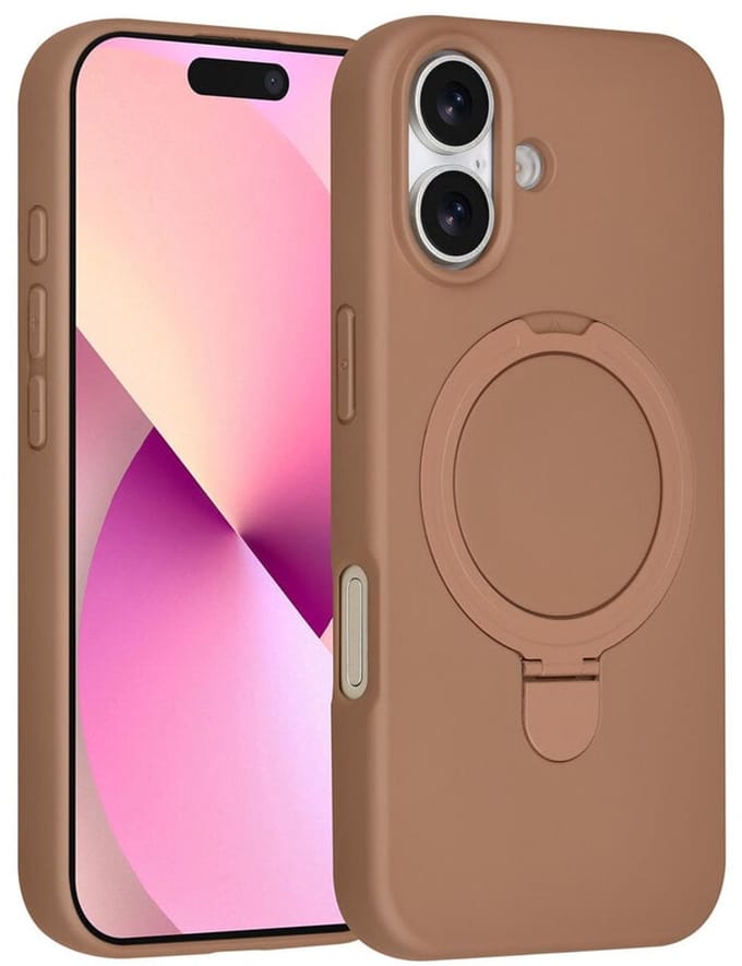 TUNIQ Back cover iPhone 17 - Magsafe met ringstand - Desert Bruin - Minimalistisch ontwerp