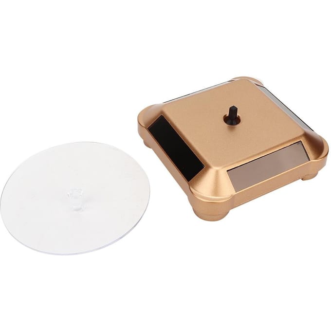 Roterende Zonne-energie Multifunctioneel Horloge Telefoon Sieraden Display Make-up Houder Rek(Goud )