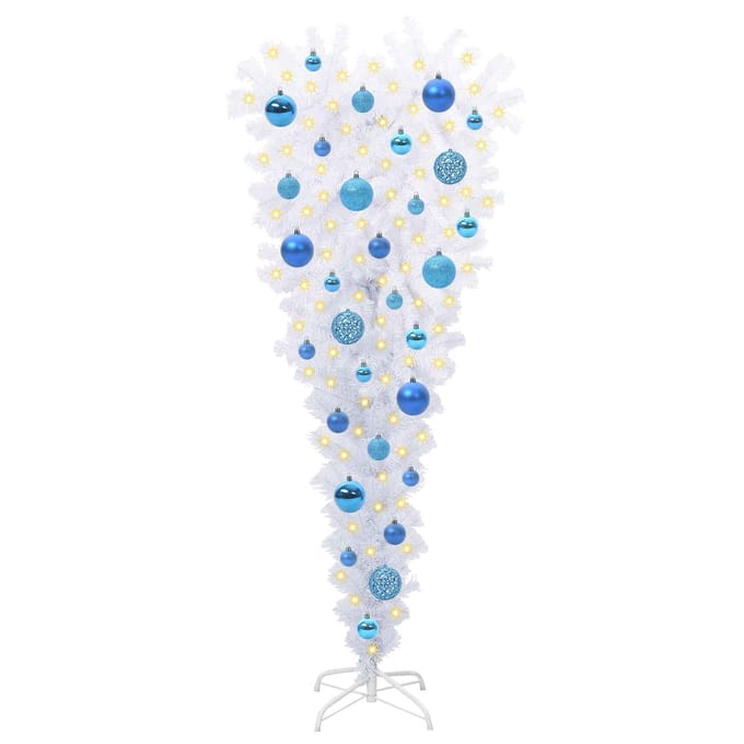 vidaXL - Kunstkerstboom - met - 150 - LED - Wit - 120 - cm - PVC - en - Staal