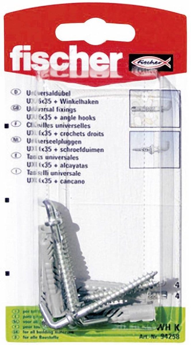 Fischer Universeelplug/Duim U x 6 x 35WHK - 4 Stuks