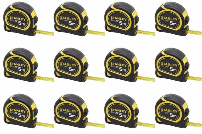 12x Stanley Rolbandmaat Stanley Tylon 5m - 19mm Bulkverpakking
