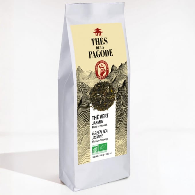 Thés de la Pagode – Groene thee Jasmijn - Losse Thee - Biologische thee  (100 gram)