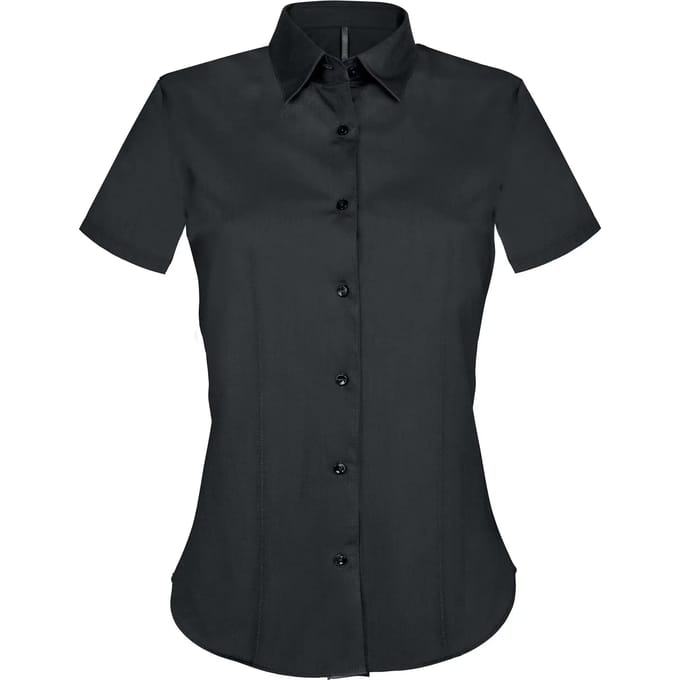 Kariban Dames stretch blouse korte mouwen K532 - Black - XL