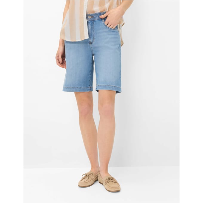 Brax Dames Bermuda  Style MAINE B USED LIGHT BLUE, denim lichtblauw, maat 36