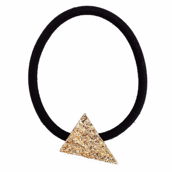 Haarsoires Haarelastiek – Driehoek 2,5cm – Metaalaccent - Goud Zwart