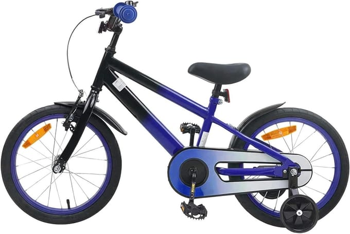Kinderfiets - Loopfiets Mini Fietser - Veilig Fietsen - Sterk Stalen Frame - 16 inch - Blauw Zwart