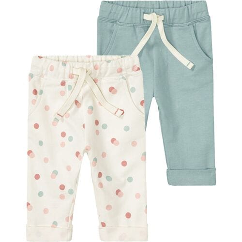 LUPILU 2 baby joggingbroeken (Wit/mint, 62-68)
