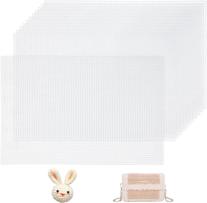 12 Stuks Plastic Canvas Vellen voor DIY Creaties, Borduren en Handgemaakte Tassen - Wit Mesh Stof