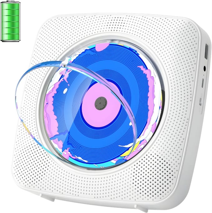 AHD® CD Speler - Draagbare CD Speler - Portable CD Speler - Wit - 16cm x 8cm x 11cm