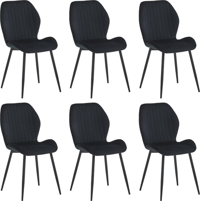 Colenis® - Sunny Eetkamerstoel - Set Van 6 - Zwart - Velvet - Industrieel
