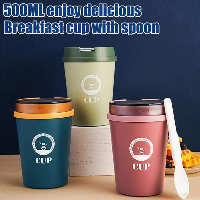 500ml Thermos Lunchbox Draagbare RVS Voedsel Soepcontainers Thermosflessen Thermocup Container Box Keukenaccessoires blauw