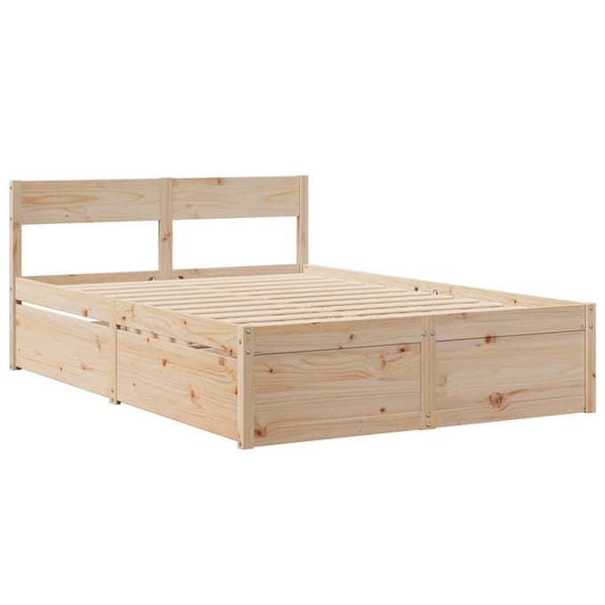 vidaXL - Bedframe - zonder - matras - massief - grenenhout - 140x190 - cm