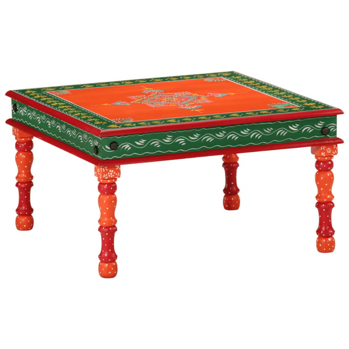 vidaXL - Salontafel - handbeschilderd - massief - mangohout - oranje