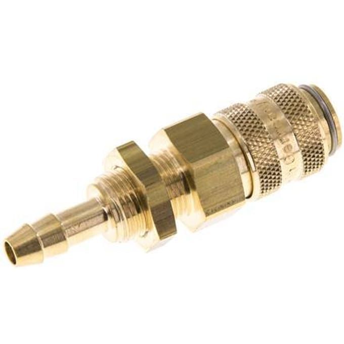 Messing DN 5 Luchtkoppeling Snelkoppeling 6 mm Slangpilaar Schotkoppeling