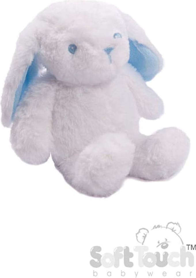 Soft Touch Knuffelkonijn Met Blauwe Oortjes 15 Cm Pluche Wit/blauw