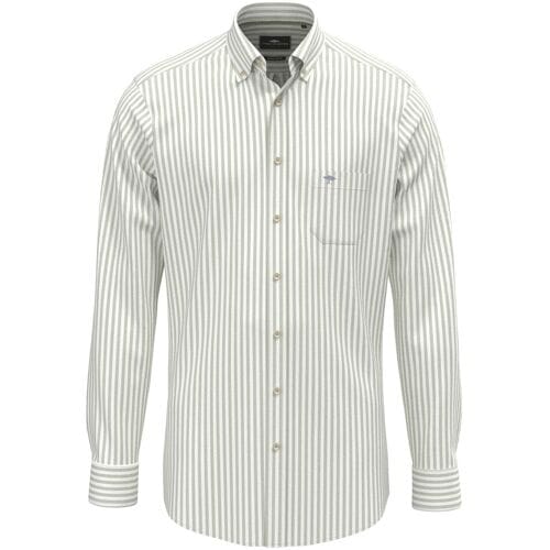Fynch-Hatton Overhemd Allover Stripe Washed Oxford Button-Down Avocado / male