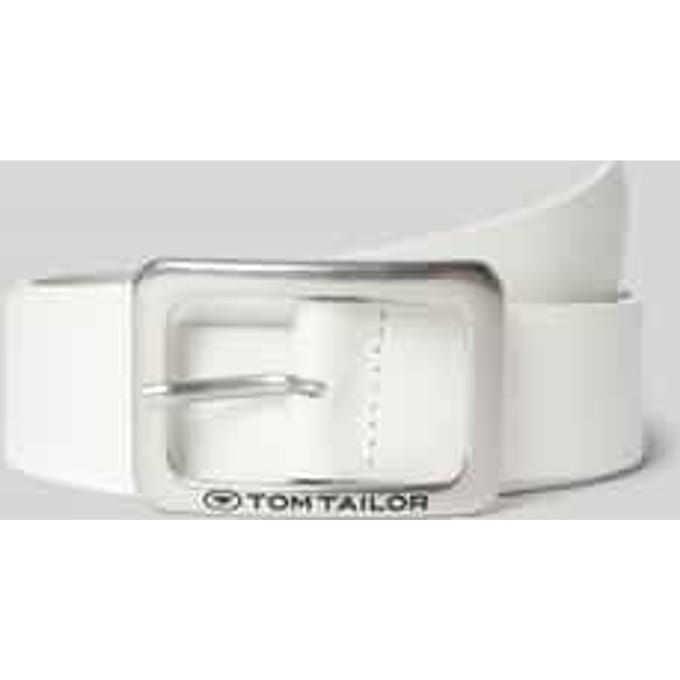Tom Tailor - TTEVE leren riem met vierkante gesp - Maat 75 - white uni