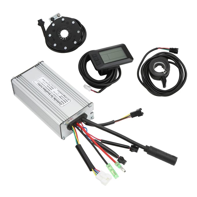 Elektrische Fiets Motorcontroller 22A Blokgolfcontroller met LCD7U Paneel voor 500W Fietsmotor gray