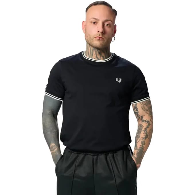 T-shirt met dubbele streep Fred Perry
