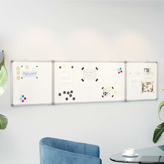 vidaXL - Whiteboard - magnetisch - inklapbaar - 200x50x1,7 - cm - aluminium