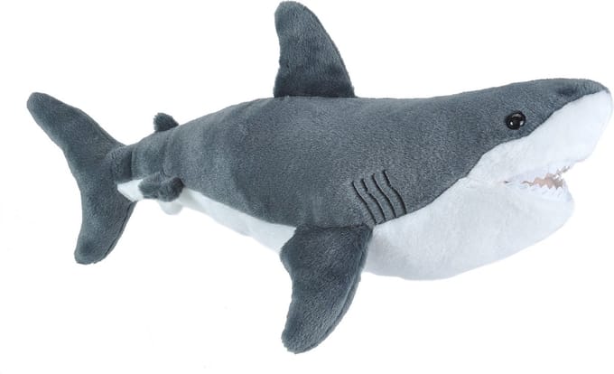 Wild Republic Pluche knuffel witte haai - haaien/vissen knuffels - 30 cm