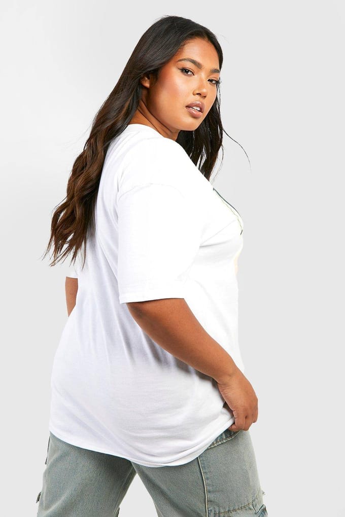boohoo Dames Plus New York T-shirt met opdruk | Wit | Maat: 52
