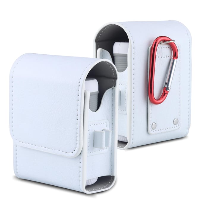 Étui pour télémètre de golf en cuir PU Sac de transport pour télémètre de golf avec mousqueton blanc