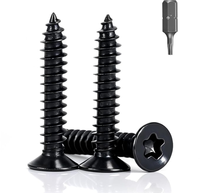 150x Zwarte Torx Verzonken Houtschroeven RVS Vierkant 4mm Diameter