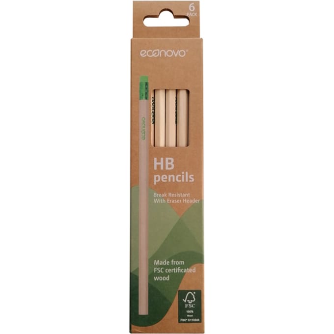 Potlood Econovo HB met gumtop blister à 6 stuks