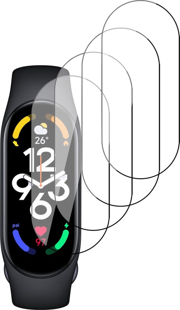 Screenprotector geschikt voor Xiaomi Mi Band 7 - PET Glasfolie Full Screen Protector - 4 Stuks