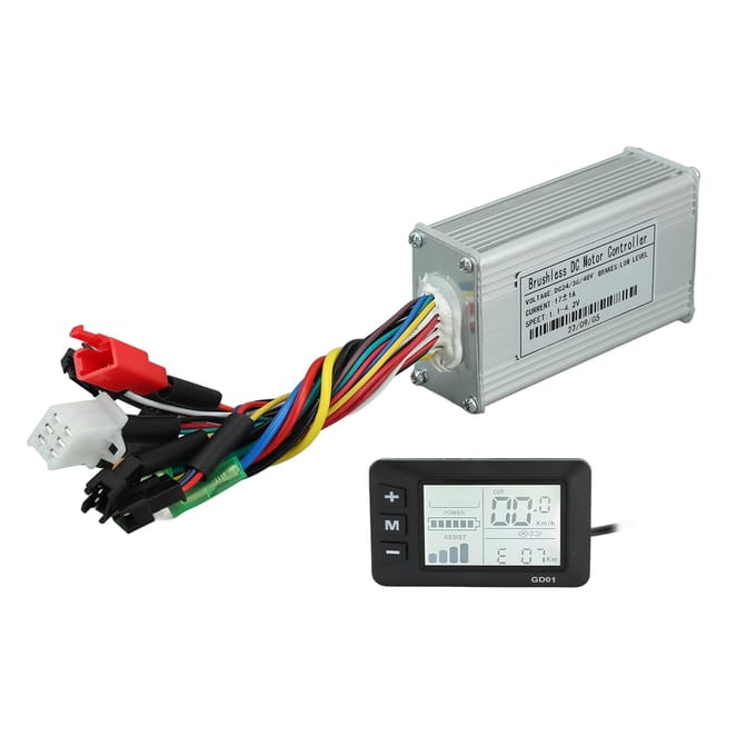 24V 36V 48V 250W ?Kit de contrôleur de moteur sans balais à onde sinusoïdale tri-mode 350 W 17 A avec écran LCD black