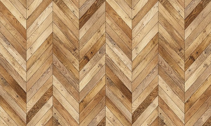 Vloersticker - Gemengd houtnerfpatroon (chevron) - Antislip beschermfolie - 60x100cm