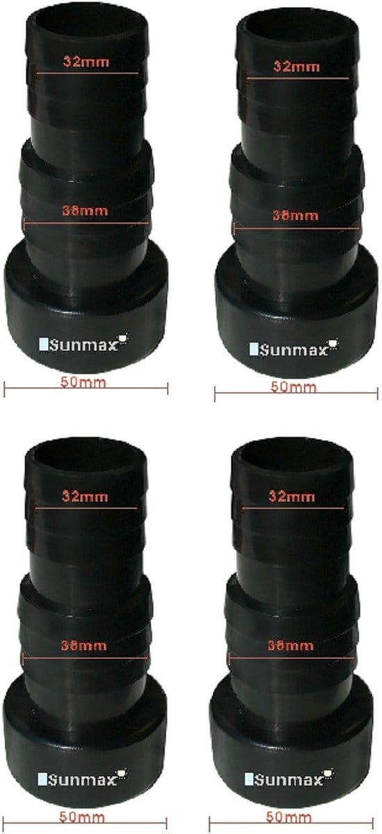50mm Lijm verloop 38/32 mm slang (4 Stuks) Zwembad Pvc
