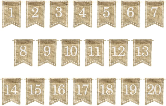 Tafelnummers Jute - 20 stuks