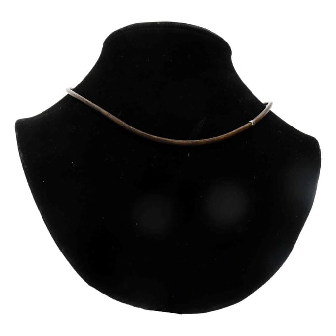 Bela Donaco - Ketting leder w3 – vintage bruin leder – Geoxideerd Sterling Zilver