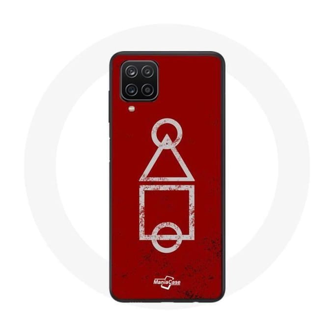 Coque - Samsung - Galaxy A12 - Souple - Rouge - Squid Game symboles rouge