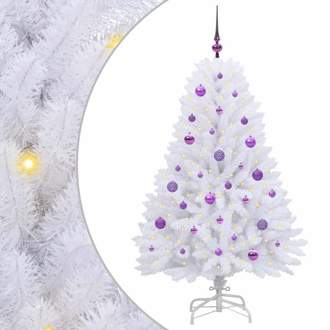 vidaXL Kunstmatige Inklapbare Kerstboom Wit 150 cm PVC en staal