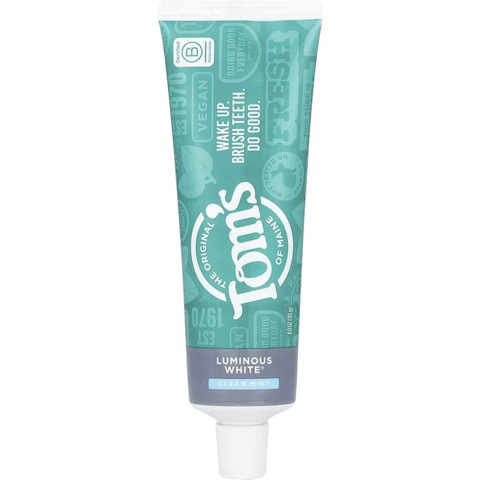 Tom'S Of Maine, Luminous White®, Fluoride Toothpaste, Clean Mint, 4 Oz (113 g) blue