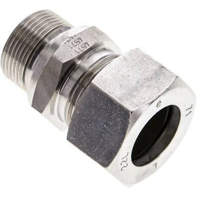 22L & M26x1.5 RVS Rechte Snijringkoppeling Buitendraad 160bar FKM ISO 8434-1